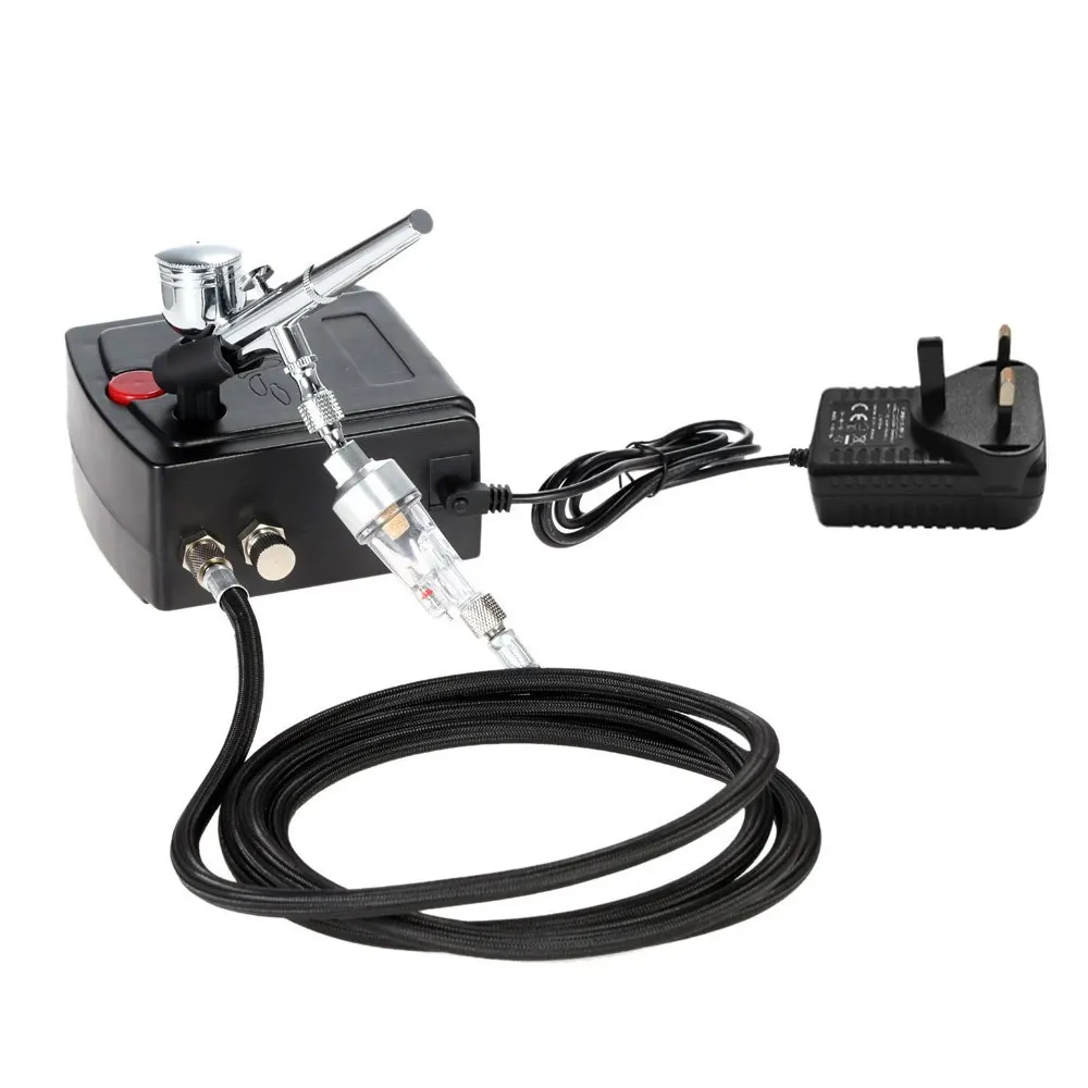 Airbrush UK Plug Двойное действие Аэрограф компрессор комплект аэрограф краска пистолет Пескоструйный пистолет для художественной модели автомобиля тату комплект инструментов для маникюра - Цвет: Airbrush UK Plug