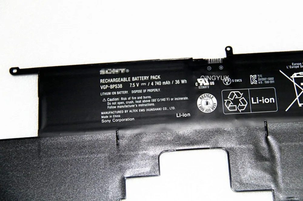 QINGYUX VGP-BPS38 7.5в 4740 мАч/36wh Аккумулятор для ноутбука совместим с Sony SVP13 Pro13 Pro11 Series |