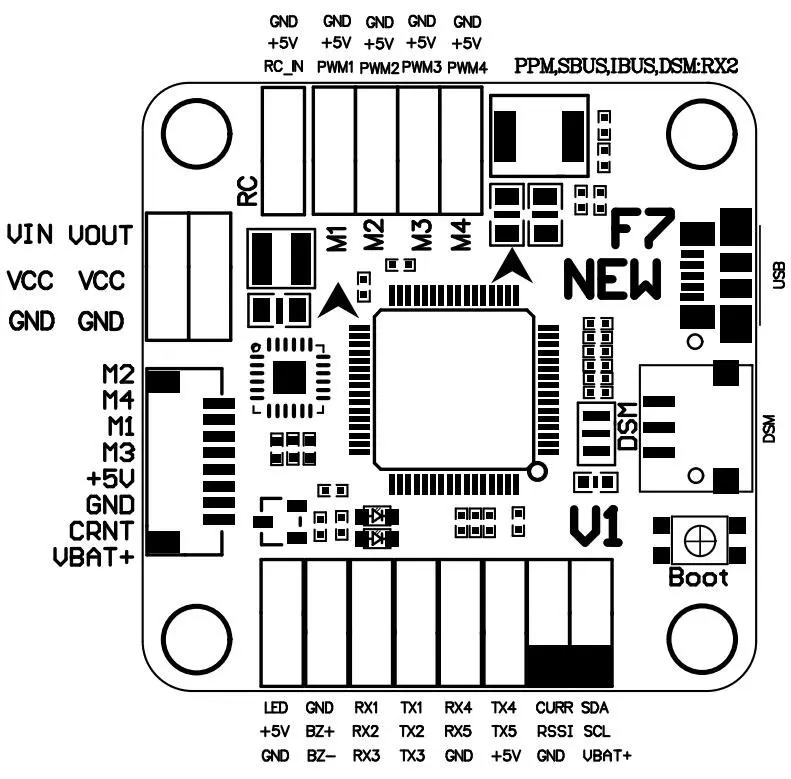 F722 F7 V1 FPV F4 управление полетом с OSD барометром для радиоуправляемого
