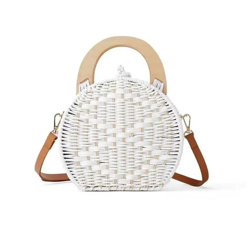 Круглая пляжная маленькая сумка-мессенджер из ротанга ручные сумки через плечо