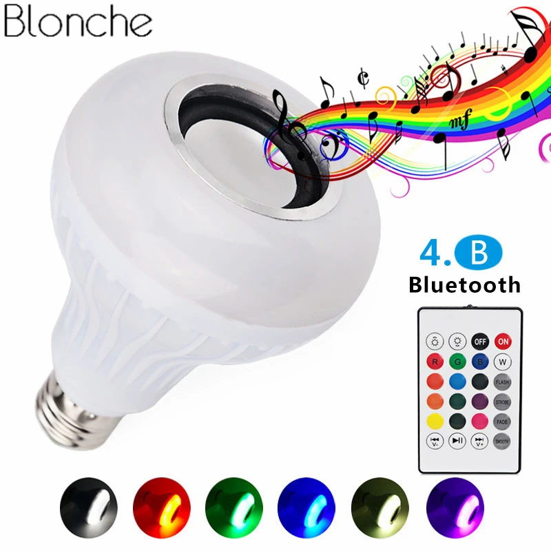 Умная Беспроводная Bluetooth Колонка E27 RGB RGBW лампочка с регулируемой яркостью для