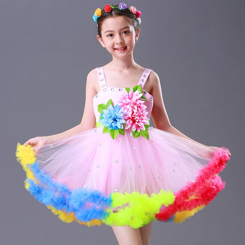 Детская Одежда для танцев яркие Пышные юбки принцессы хора в детском саду