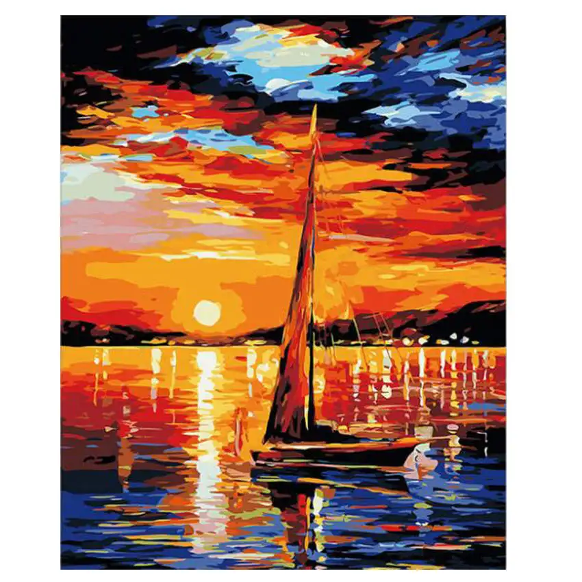 boat Painting Украшение гостиной, картины по номерам на холсте, мост фейерверков, картины на холсте для гостиной - Цвет: boat Painting
