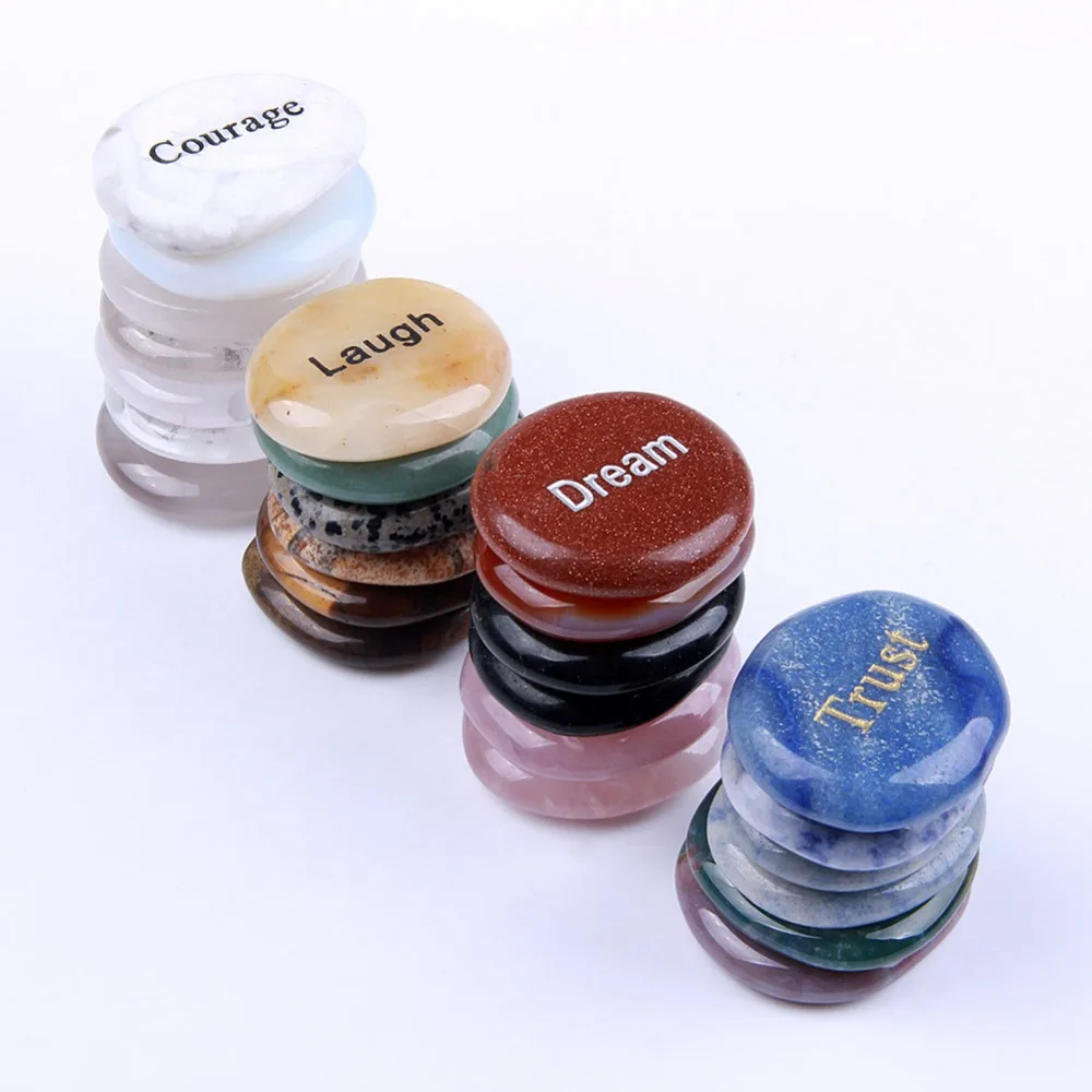 25 шт. набор пальмовых камней инкрустированные слова рейки кварц для лечения