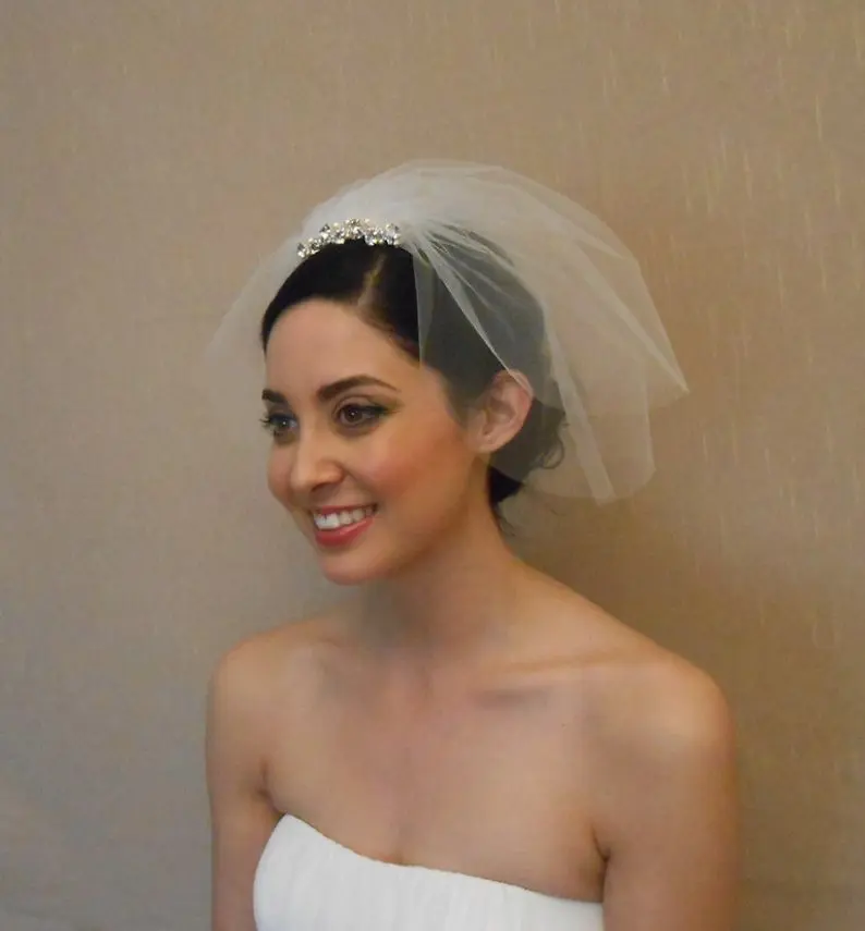

Bridal Birdcage Veil and Bride Rhinestone Birdcage Veil, Blusher Veil,Short Veil