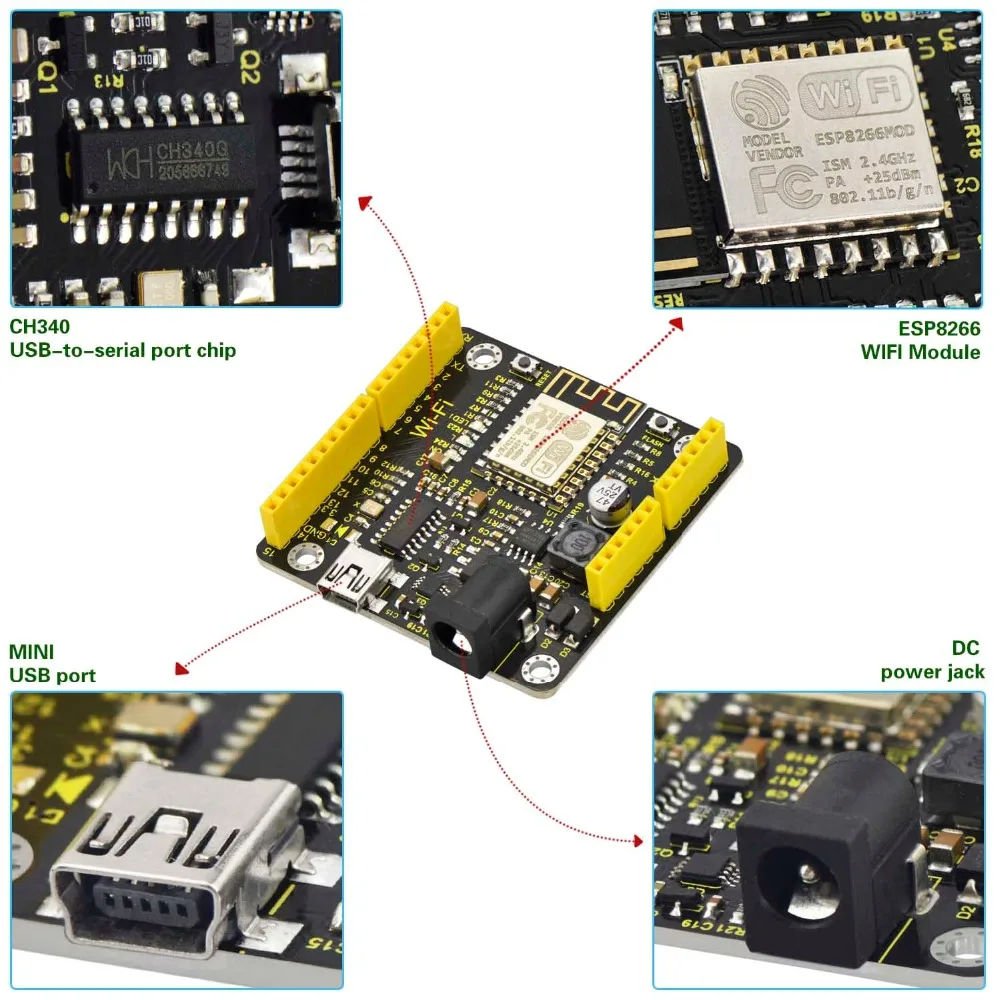 Макетная плата Keyestudio ESP8266 с Wi Fi + USB кабель для Arduino/на основе 12F WIFI/Поддержка RTOS