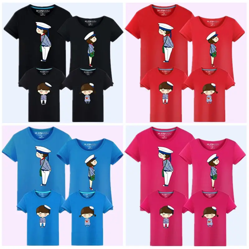 Летняя футболка для мамы дочки отца сына детей одинаковая семейная одежда