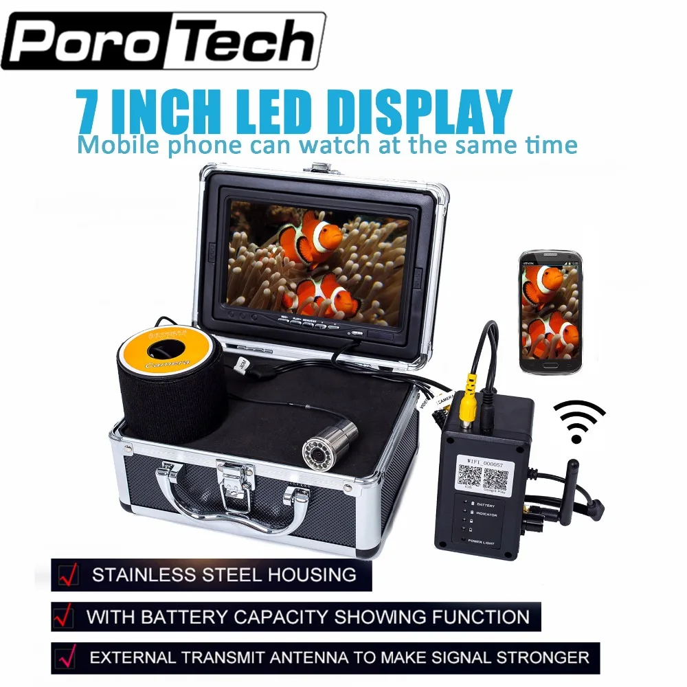 Продажа WF13W 15 м/с возможностью погружения на глубину до 30 м/50 м глубокая вода для подводной охоты Камера 7 дюймов ЖК-дисплей монитор IP68 подводная CCTV Ка...