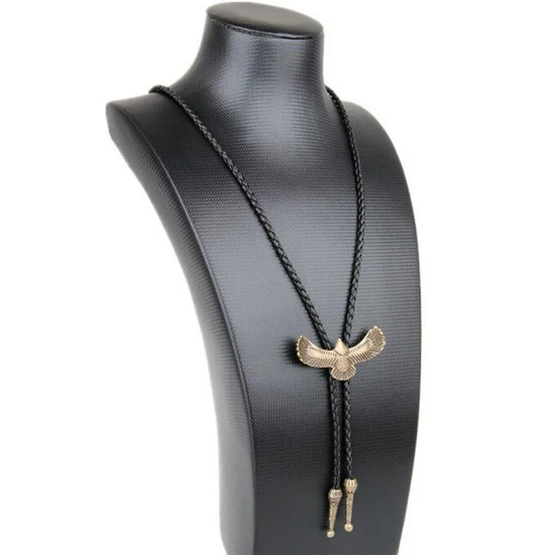 JINSE New American Neck Vintage Knitte Western Cowboy Bolo Tie Hollow Bola Shoestring Necktie Men Leather Necklace Fashion | Украшения и