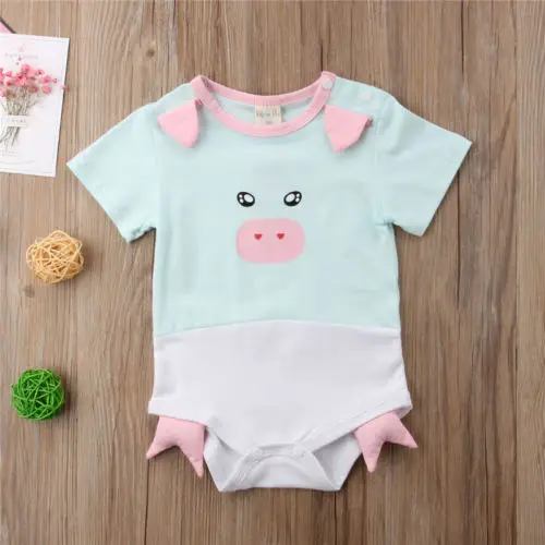 Новинка 2018 Летний милый комбинезон с животными для маленьких девочек и мальчиков