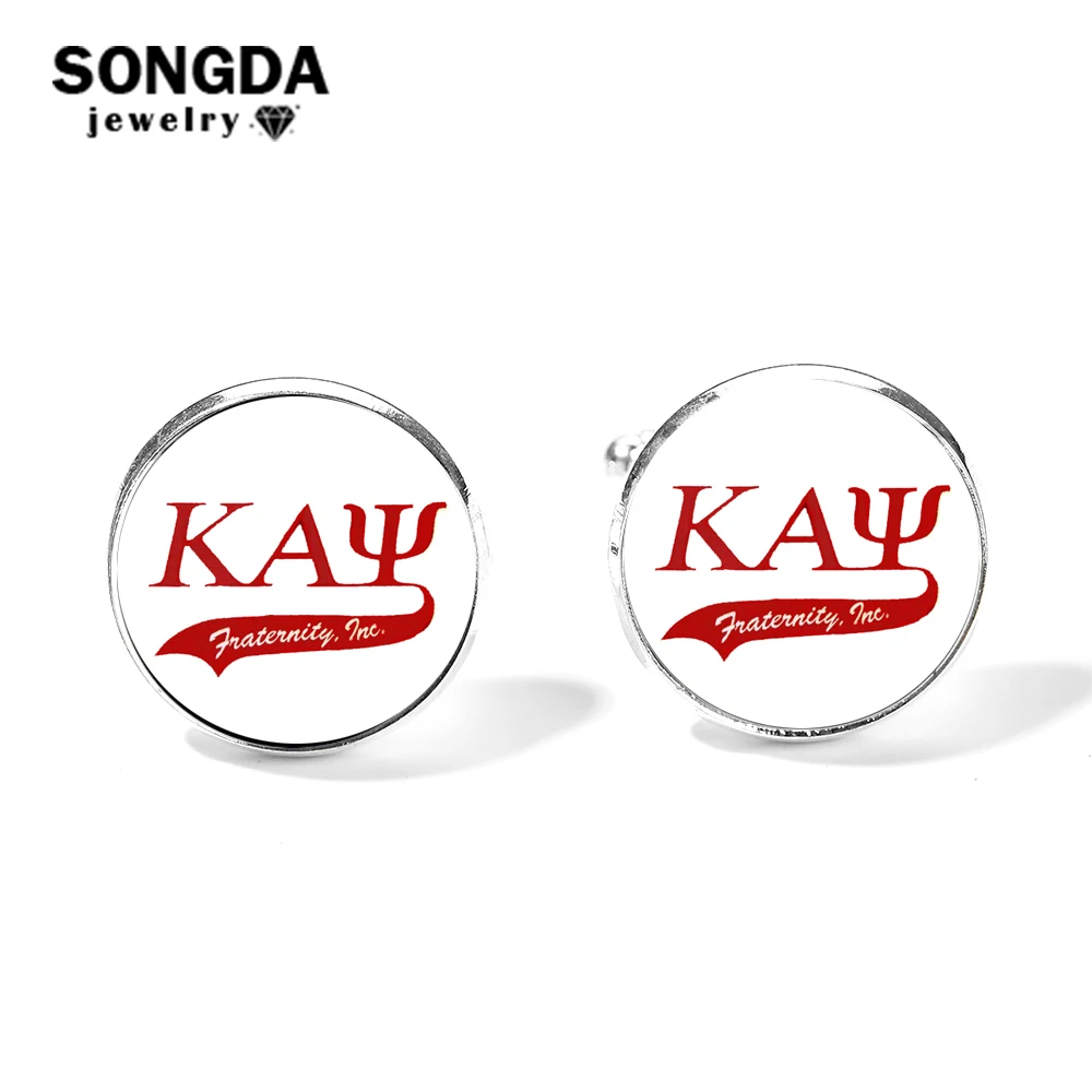 SONGDA Kappaa Альфа Psi логотип братство Запонки мужские брендовый высшего качества греческий KAP стеклянные колпачки и серебро покрытием рубашка Запонки