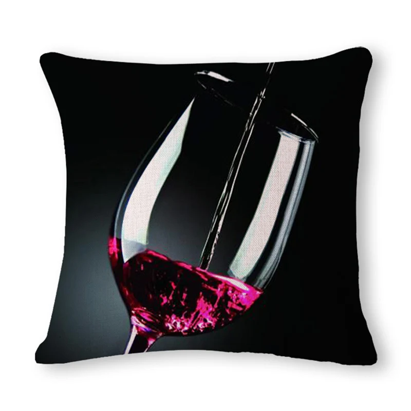 WL Candy L 45*45 см льняная Подушка наволочки креативный кубок красного вина узор