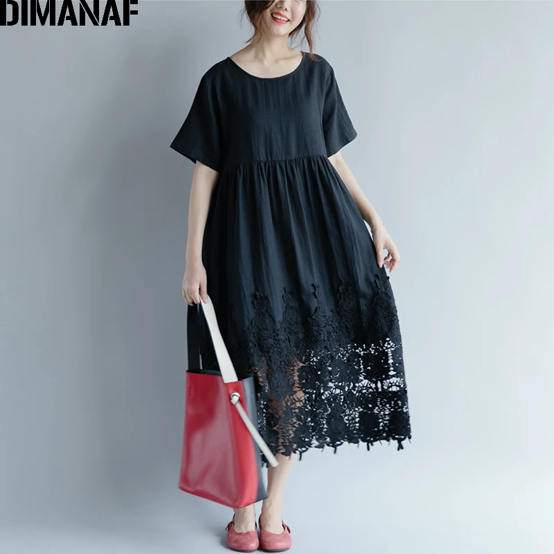DIMANAF женское платье плюс размеры Лето Хлопок Femme Леди Элегантный Vestidos