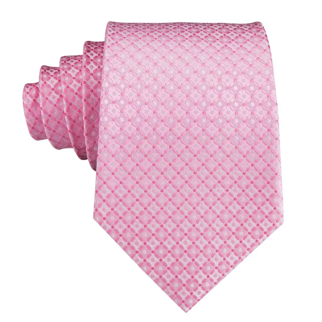 SN 3117 галстук 8 5 см 100% шелк мужской розовый в клетку носовой платок запонки набор