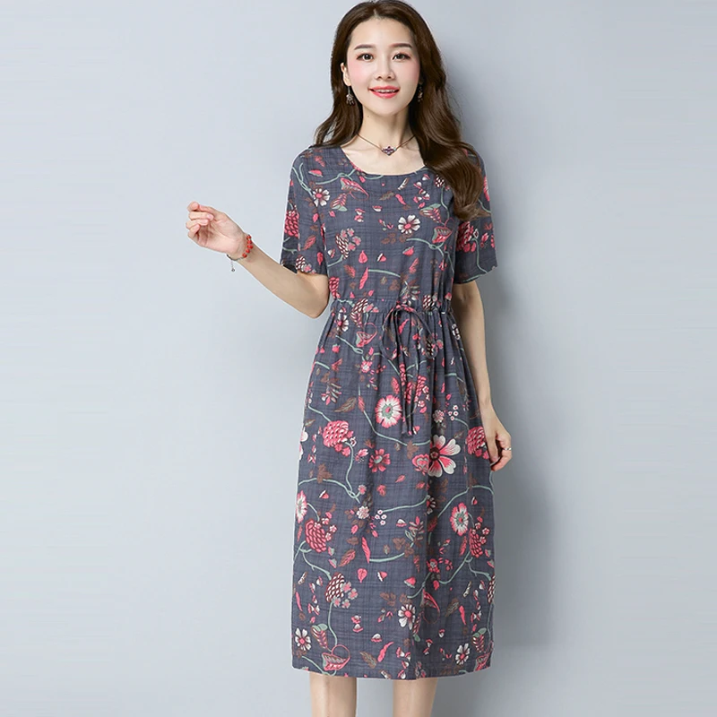 Платье в стиле бохо женское с круглым вырезом элегантное пляжное приталенное