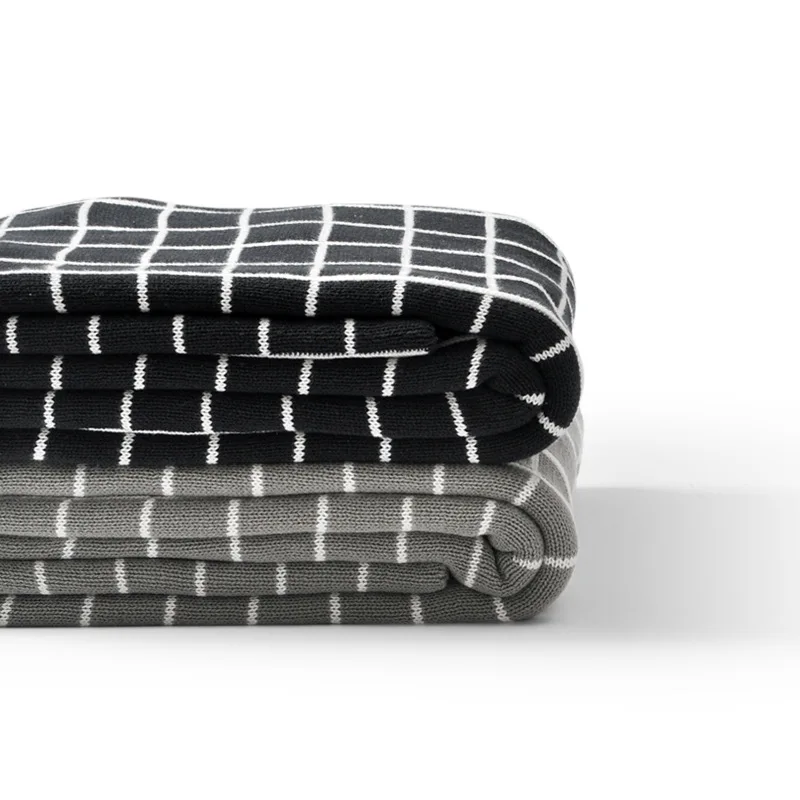 

drop ship Plaid Geometric Knitted Kids Blanket Cotton Towel quilt Blanket Manta Coberto Adult Sofa Bedding Car Throw Blankets