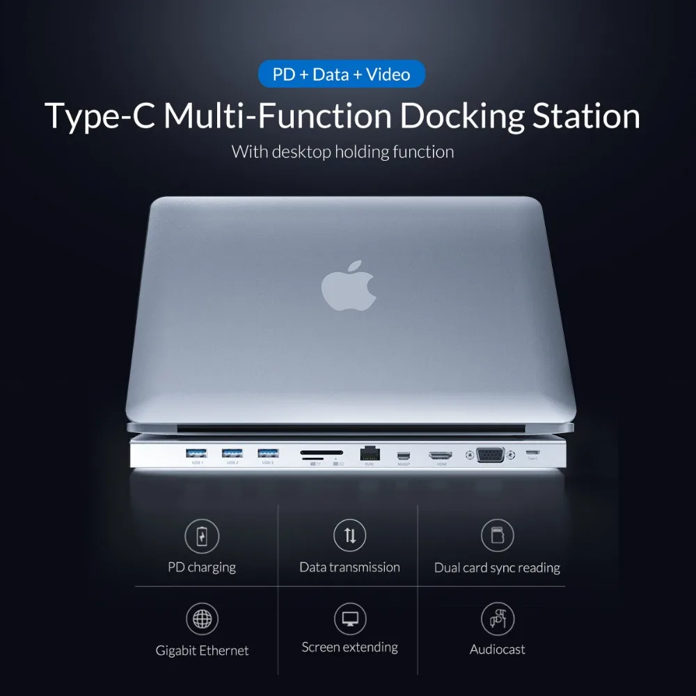 Usb концентратор ORICO с разъемом 10 в 1 Type C для нескольких USB 3 0 HDMI совместимый адаптер