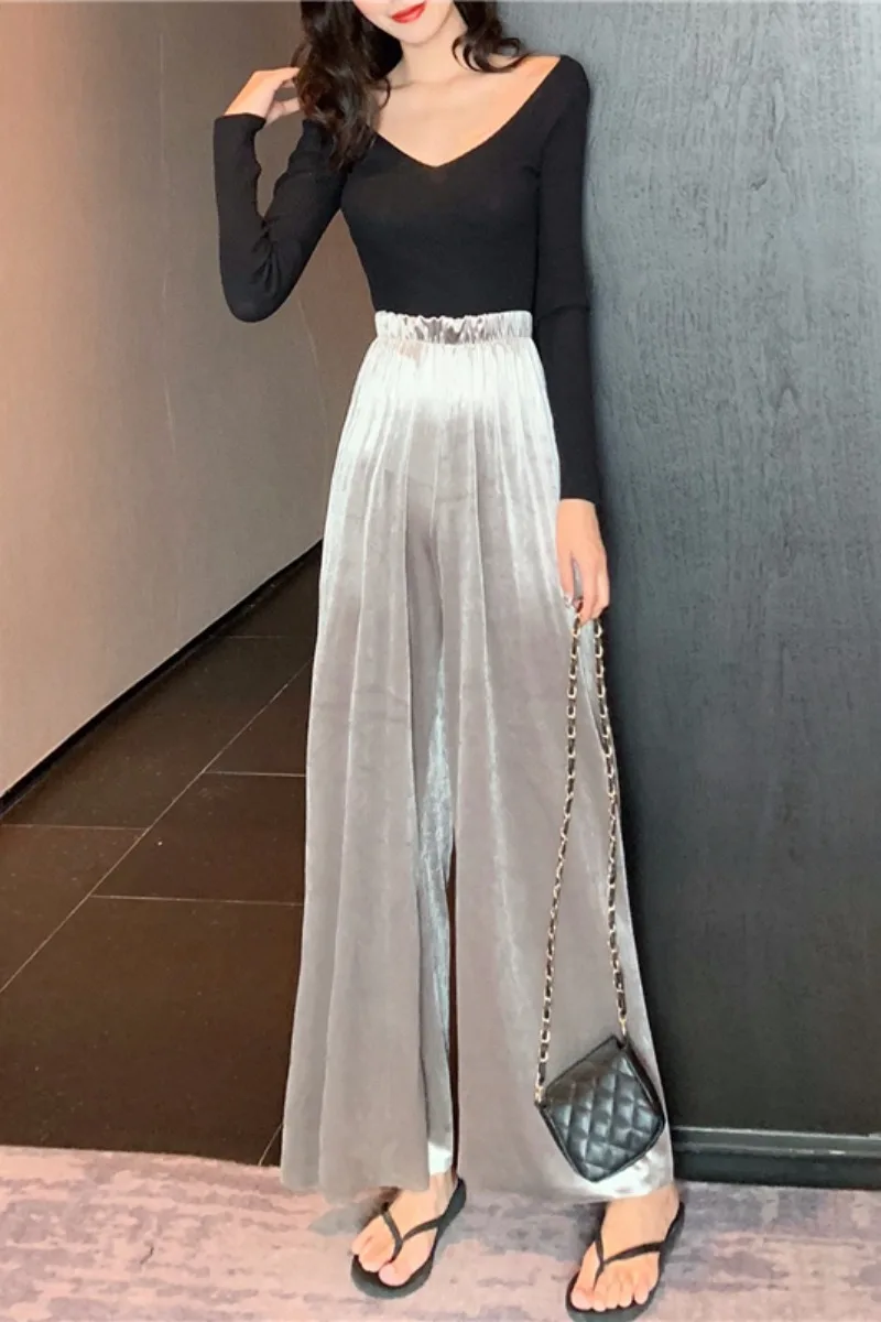 Женские свободные брюки с широкими штанинами летние яркие однотонные