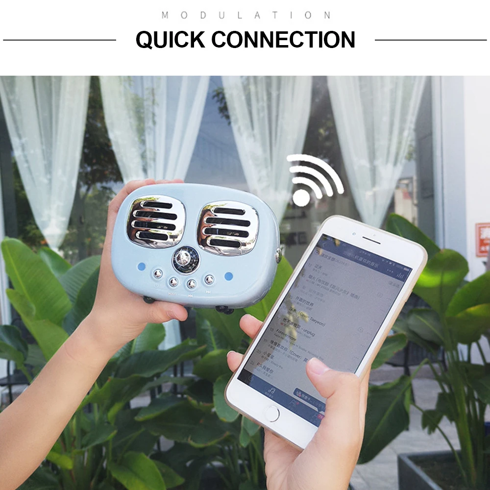 Тяжелый бас TF USB FM AUX 3D стерео объемный HiFi звуковые эффекты ретро Bluetooth динамик винтажный мини беспроводной динамик Ностальгический