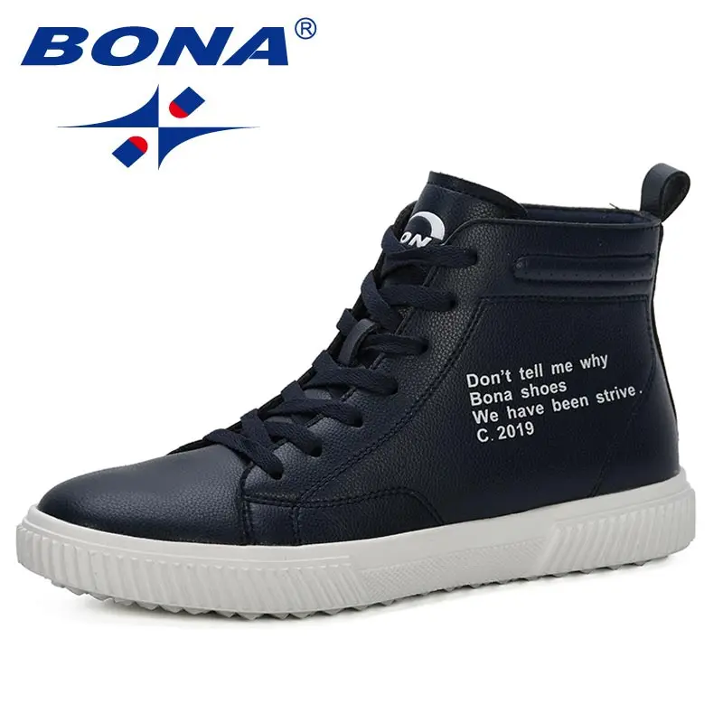 DEEP BLUE BONA/Новинка года; популярные мужские ботинки; ботильоны; сезон весна-осень; модные высокие кроссовки унисекс; мужская повседневная обувь; botas hombre - Цвет: DEEP BLUE