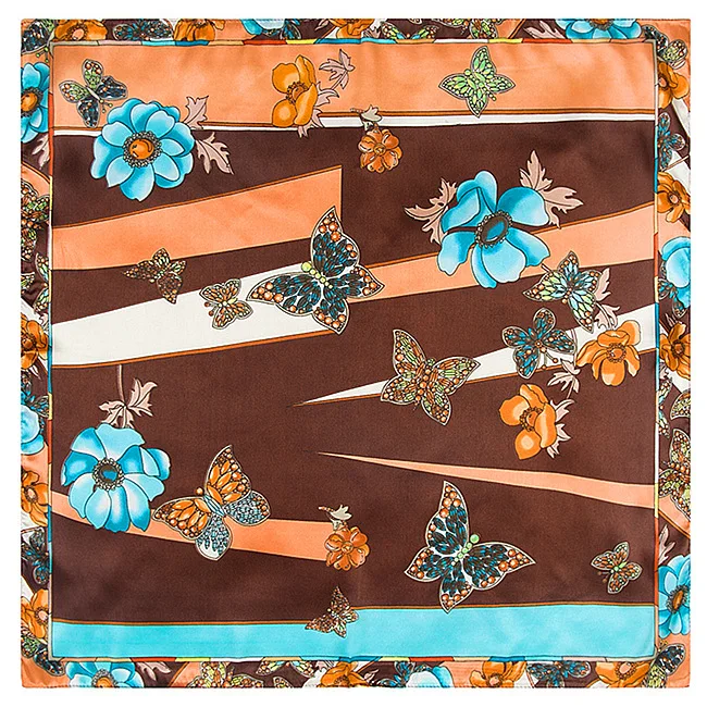 60 см * новый весенний шелковый шарф-бабочка с летящими цветами |