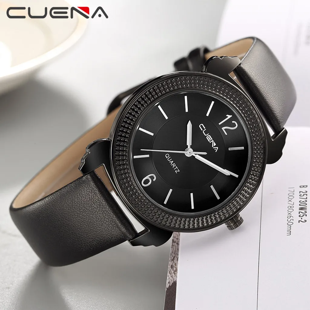 CUENA Роскошные модные брендовые мужские часы из искусственной кожи с синим