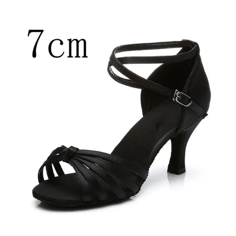Black knot 7cm Alharb новая Сальса Туфли для латинских танцев для Для женщин девочек Танго бальных танцевальные, на высоком каблуке мягкие туфли для танцев 5/7 см Бальные Обувь для танцев - Цвет: Black knot 7cm