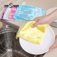 5pcs microfiber non stick oil mercerizing wooden fiber kitchen towel multi function magic dishcloth superabsorbent bamboo rag