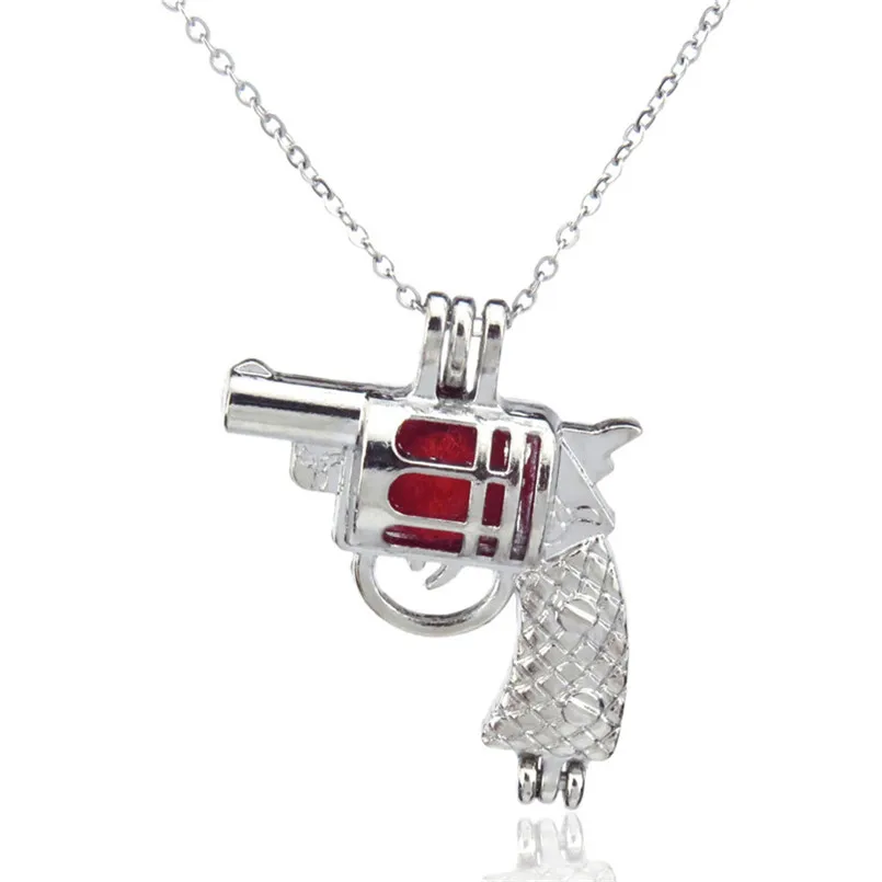 Сердце пистолет Бабочка бусины с насекомыми клетка плавающей медальон Ожерелье