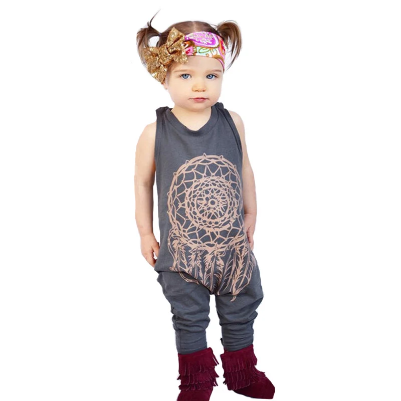 

SOSOCOER Baby Girl Rompers 2017 Summer New Sleeveless Infant Jumpsuit Newborn Boy Romper Cartoon Fashion Gray Plaid Kids Clothes