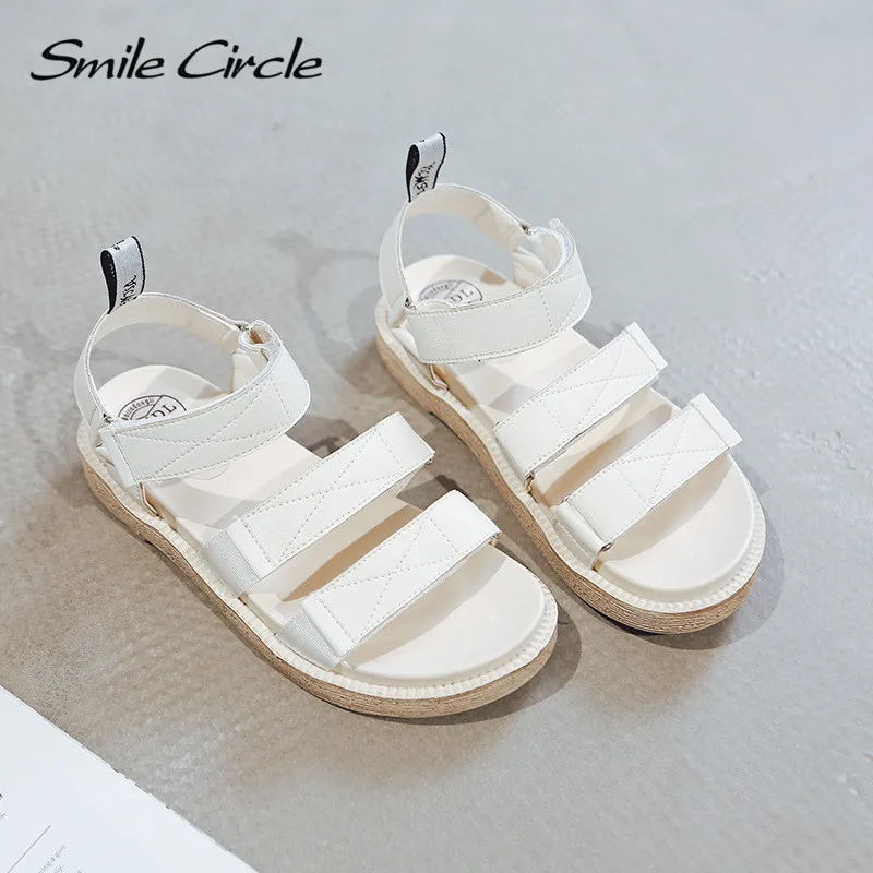 Женские сандалии на плоской подошве Smile Circle Модные Винтажные повседневные в
