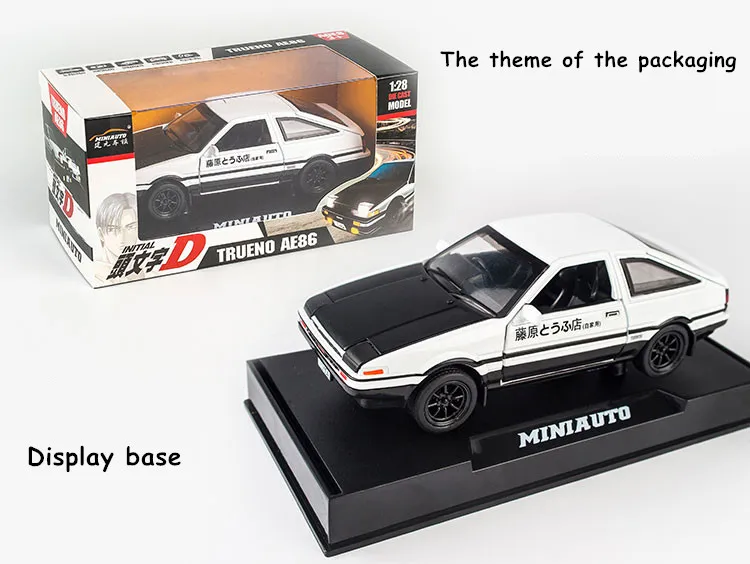 Начальный D Toyota AE86 1:28 Сплав модель автомобиля аниме мультфильм Форсаж с вытягиванием назад звуковой светильник литые под давлением Автомобили Модель мальчик игрушки