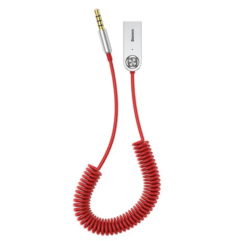 Baseus USB Bluetooth 5,0 адаптер аудио кабель для автомобиля AUX приемник динамик Bluetooth адаптер кабель программный ключ музыкальный передатчик - Цвет: Красный