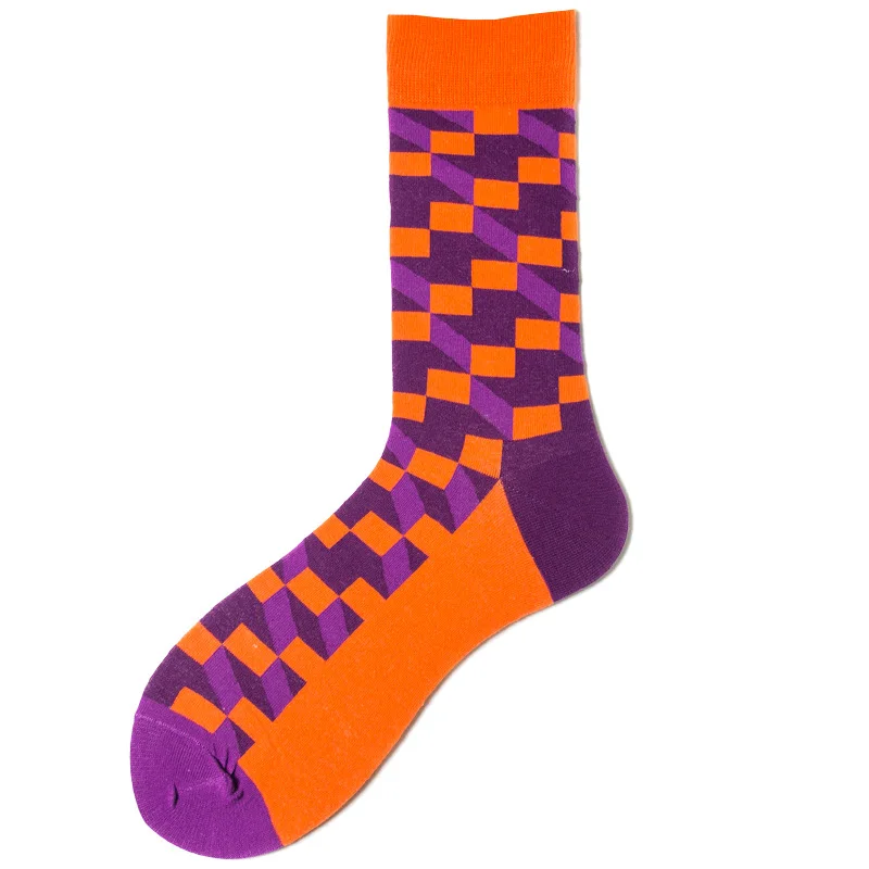 Jump Pioneer Men Socks Colorful British Style Happy Cotton Wedding Gradient Diamond Novelty Dress Crew | Мужская одежда