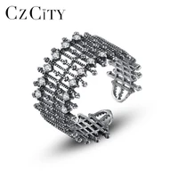 czcity new exaggerating style individual open rings for women fashion charming female party rings silver 925 sterling jewelry