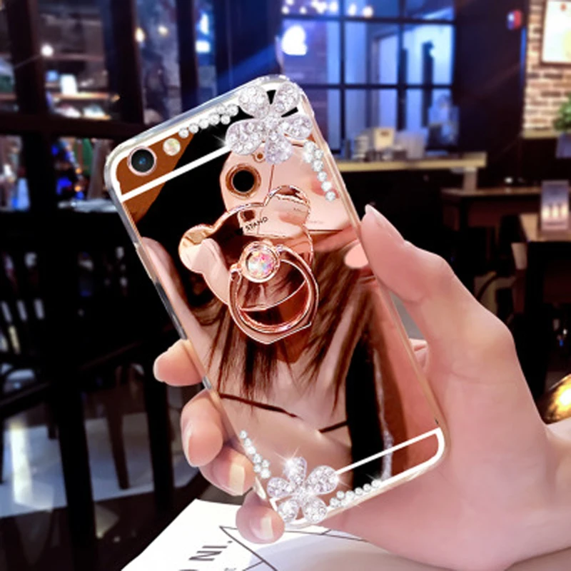 Кольцо держатель Зеркало чехол для iPhone XR XS MAX X 8 7 6 s плюс блеск Dimaond S Max крышка в