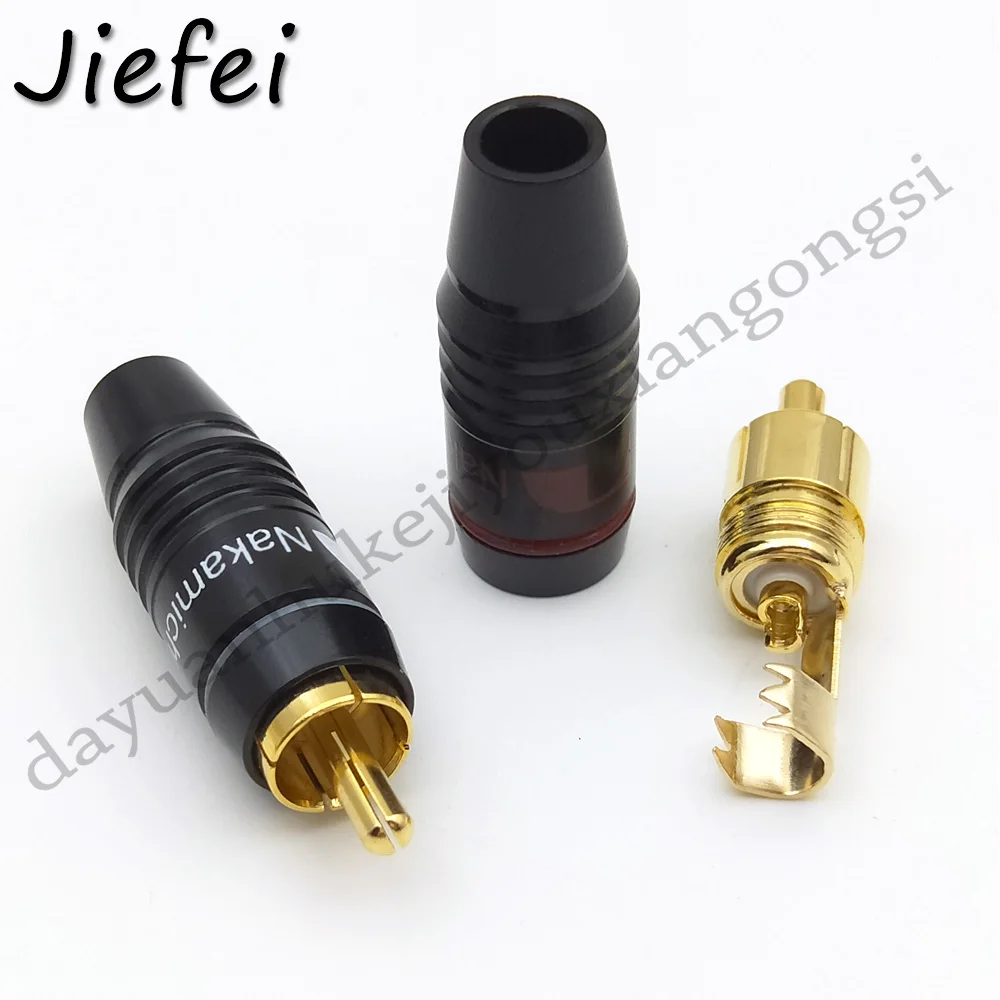 2-50pcs Black high quality Hifi Brass 8pcs Nakamichi RCA Male Plug Jack Audio Cable Solder Gold plated Connector