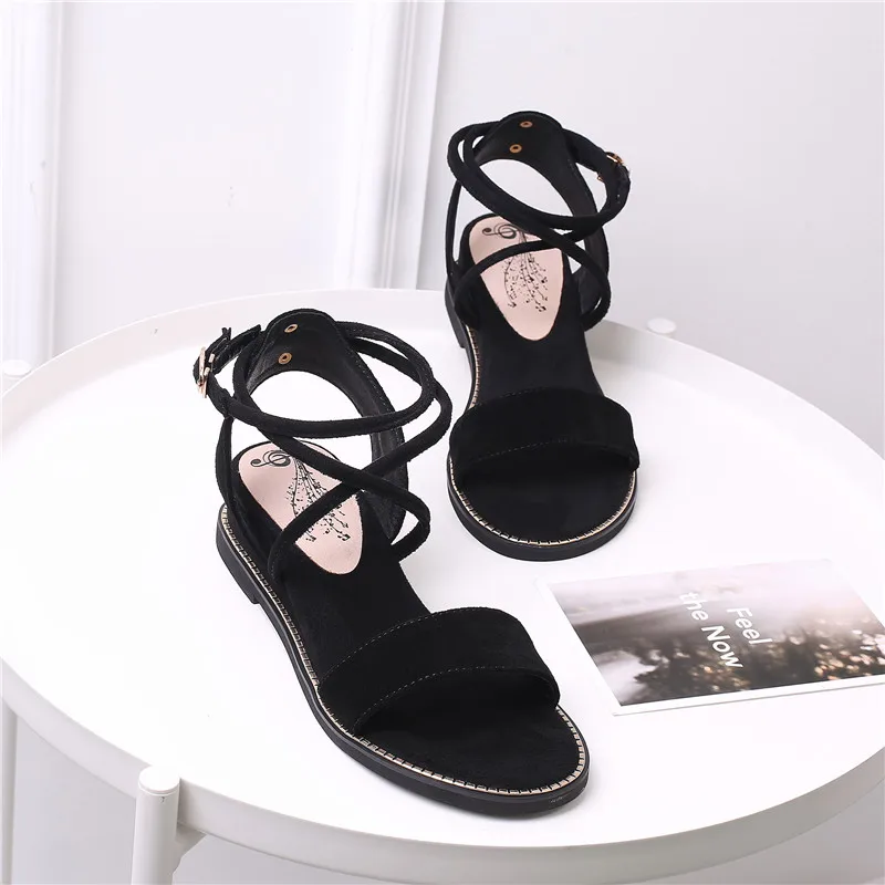 

Smirnova big size 34-43 fashion summer new shoes woman buckle genuine leather shoes women Casual low heels wedges sandals women