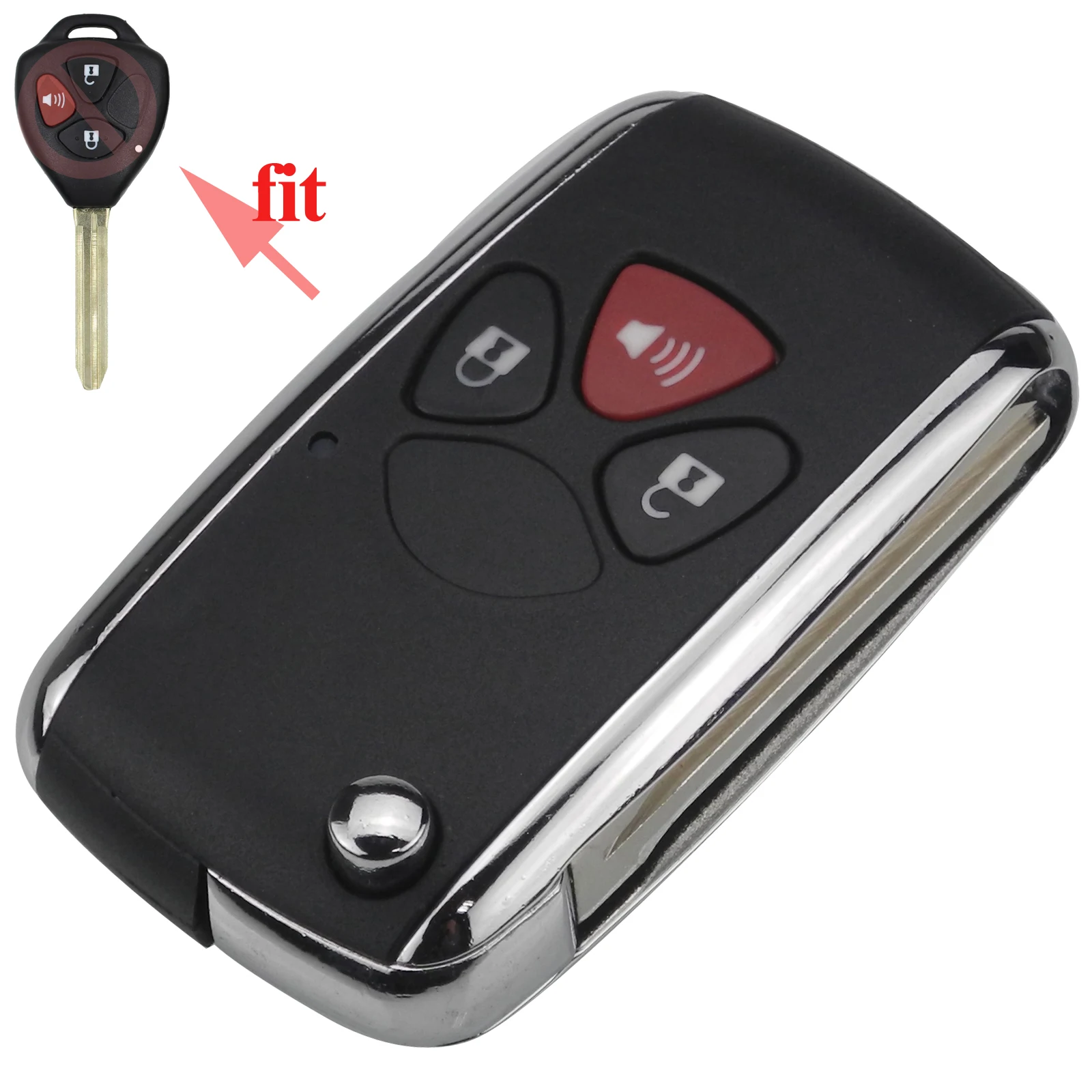 3 Buttons Jingyuqin флип дистанционный ключ для автомобиля в виде ракушки для Toyota Camry ключ для Toyota Camry, Avalon, corolla матрица RAV4 Venza Yaris Fortuner 2/3/4 кнопки складной ключ брелок - Количество кнопок: 3 Buttons