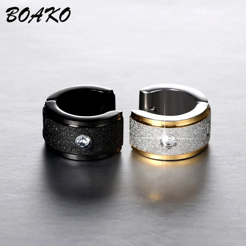 Женские маленькие серьги кольца BOAKO из нержавеющей стали с кристаллами циркония