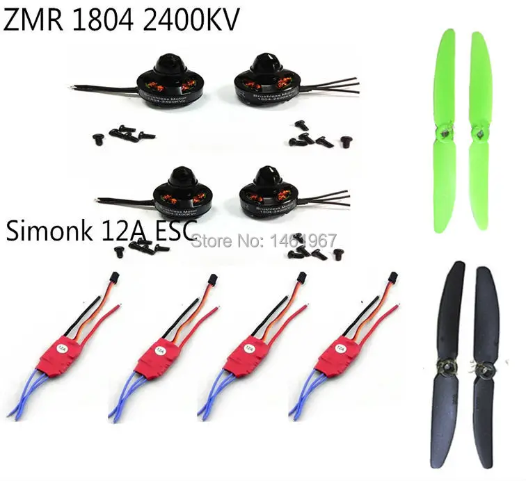 4 шт. SimonK 12A бесщеточный ESC + ZMR RCX 1804 2400KV двигатель 2 пары 5030 пропеллеров для QAV250 ZMR250