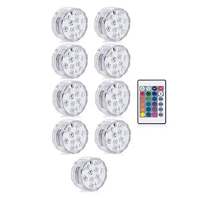 1 controller 9 Lamp 10 Led RGB погружной светильник с дистанционным управлением, на батарейках, подводный Ночной светильник, напольная ваза, чаша, садовые вечерние украшения - Испускаемый цвет: 1 controller 9 Lamp
