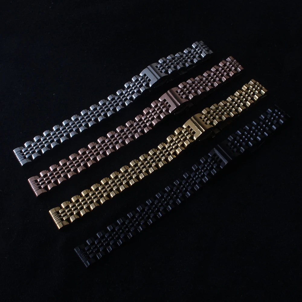 Металлический браслет из нержавеющей стали для наручных часов ремешок черный