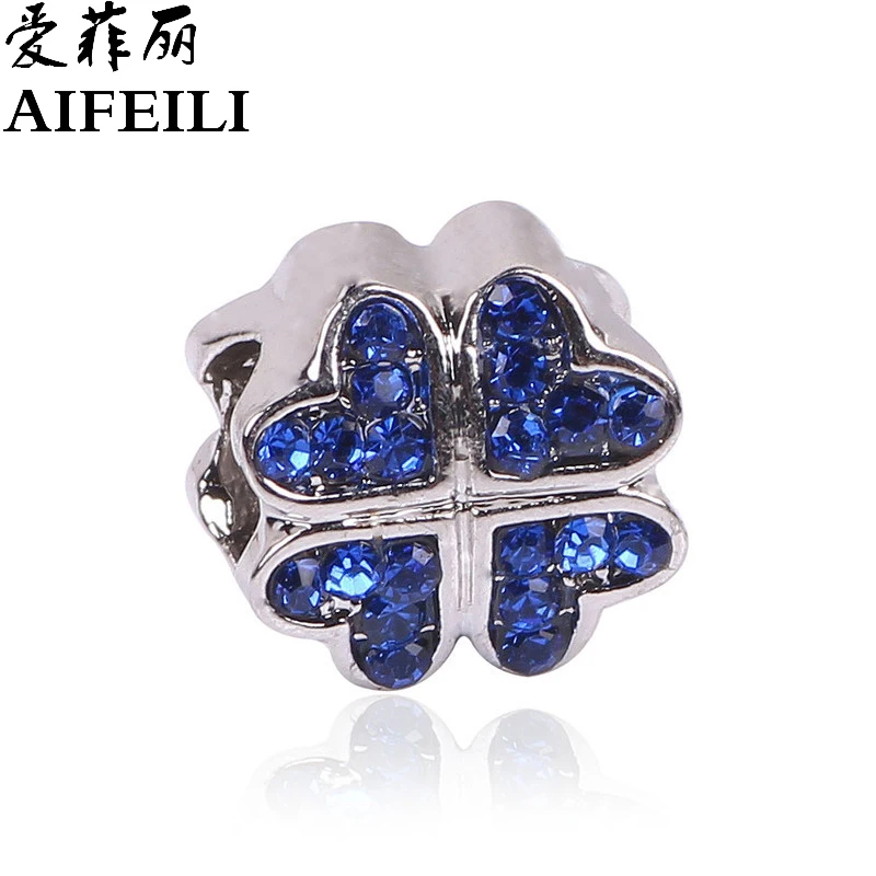 AIFEILI Новое поступление серебряный цвет глаз злой Шарм бисера с синим CZ Fit Pandora браслет модные ювелирные изделия подарок - Цвет: AA055