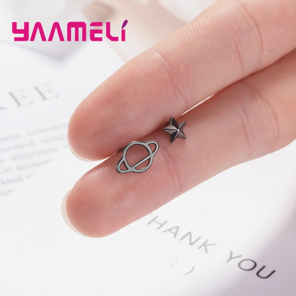 Серьги гвоздики женские Асимметричные из серебра 925 пробы с крошечными 3D