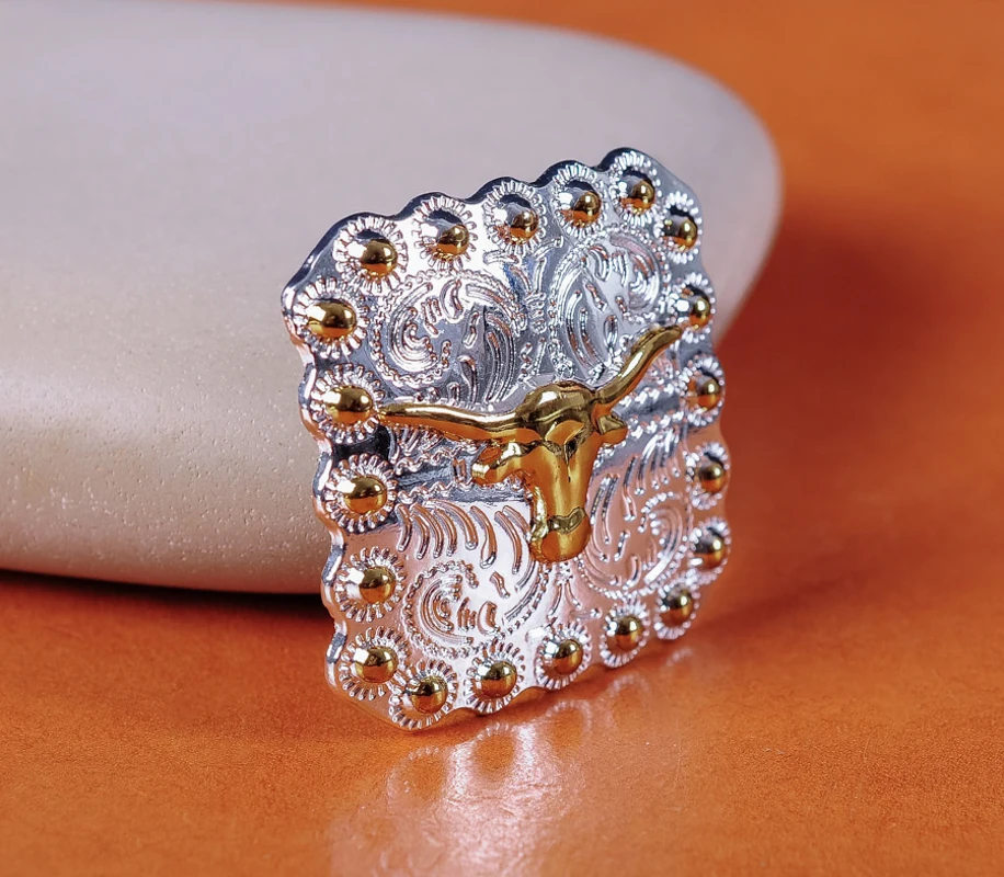 5 шт. 35*35 мм Панк Западный ковбойский Родео Техас Золотой длиннорог круглая