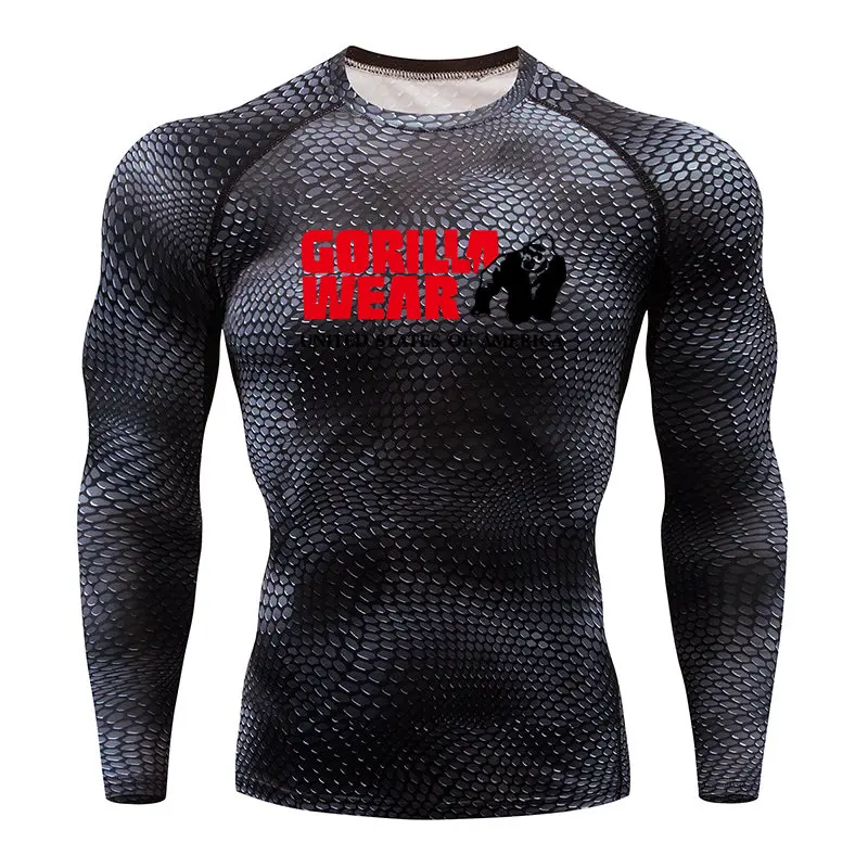 Мужская футболка Gorilla Running спортивная одежда со змеиным принтом топ для фитнеса