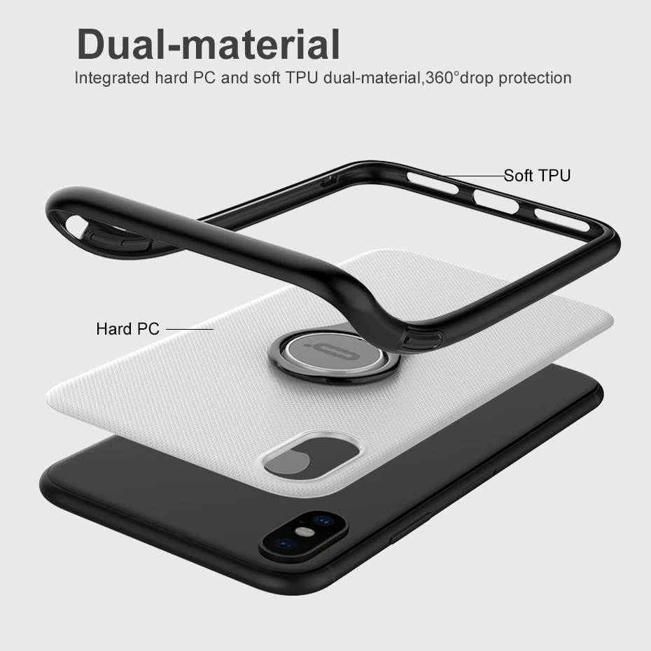 Оригинальный кольцевой держатель чехол для iphone X 10 Kickstand Мягкий ТПУ жесткий