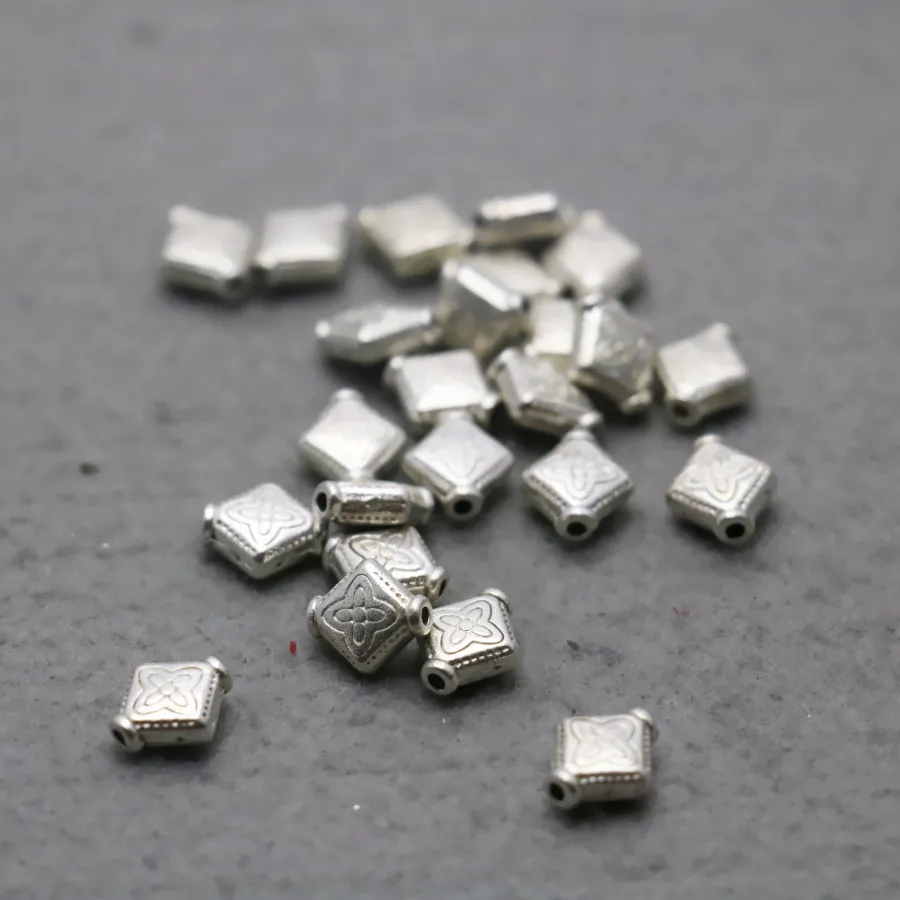10PCS Rhombus Alloy separate beads Jewelry Making DIY Findings components Silver-plate Hardware Metal Fittings Accessory 9*10mm | Украшения