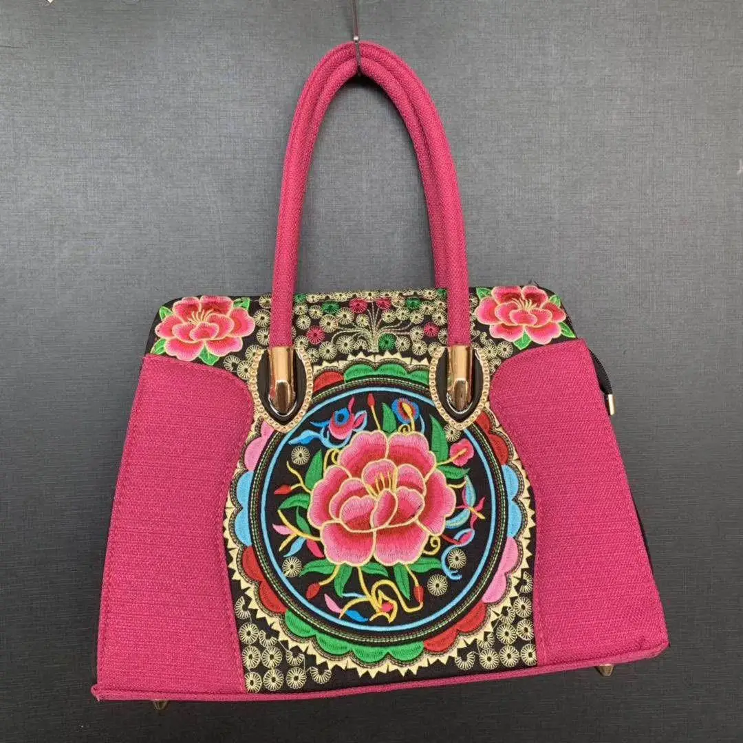 Винтажная женская сумка с вышивкой Цветочная Сумочка парусиновая Boho пляжная